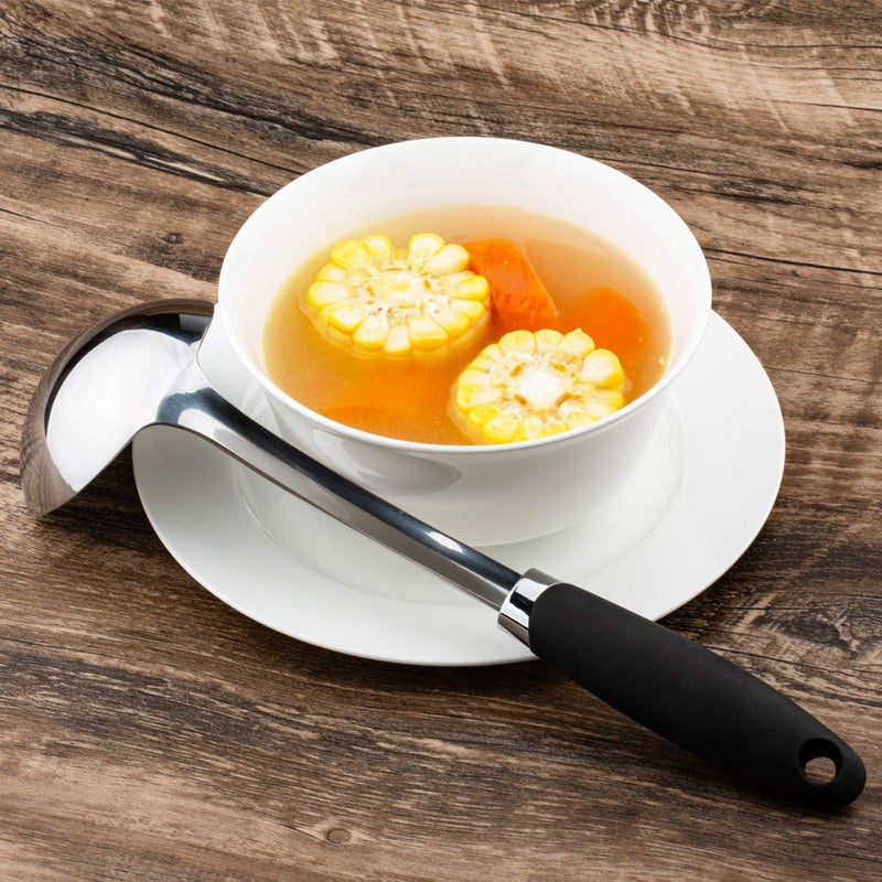 JXWING Brushed Stainless Steel Non-Slip Ergonomic Handle Ladle - Image 5